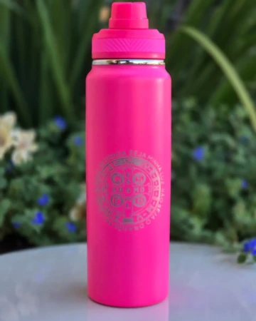 Afeto Presentes Religiosos - Garrafa Térmica - Virgem de Guadalupe - 800ml - em alumínio - cinza