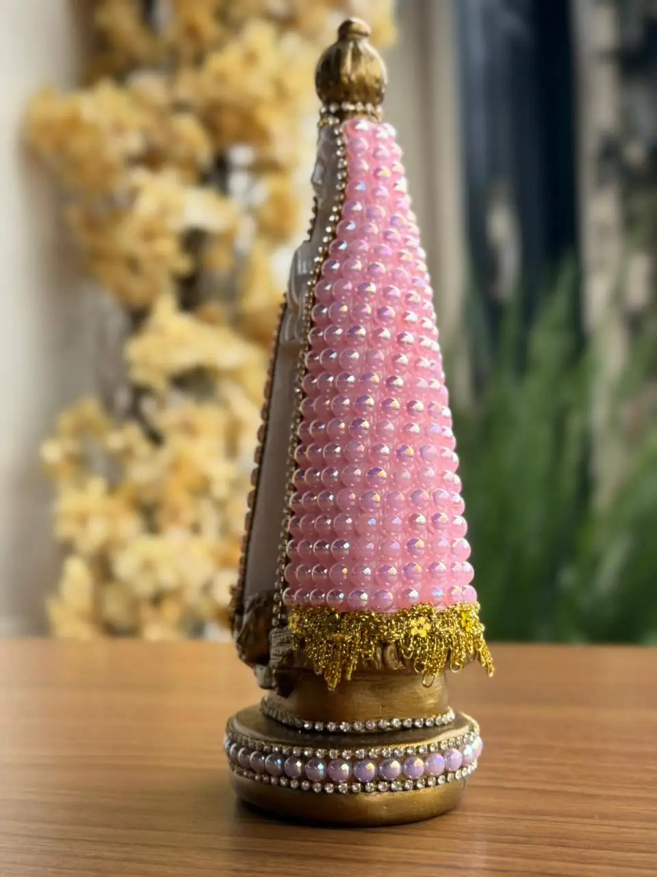 Afeto Presentes Religiosos - Imagem Sacra - Nossa Senhora Aparecida - 20cm - em gesso - com pérolas