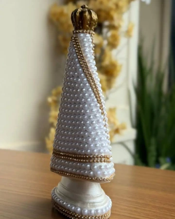 Afeto Presentes Religiosos - Imagem Sacra - Nossa Senhora Aparecida - 20cm - em gesso - com pérolas