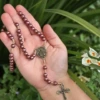 Afeto Presentes Religiosos - Terço - Nossa Senhora Aparecida - em Pérolas - Marrom Cintilante