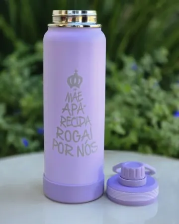 Afeto Presentes Religiosos - Garrafa Térmica - Santo Anjo do Senhor - Azul - com protetor de base (cópia)