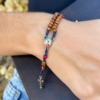 Afeto Presentes Religiosos - Pulseira - Terço Carlo Acutis - na Madeira - Imbuia