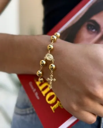 Afeto Presentes Religiosos - Pulseira – Terço de Nossa Senhora das Graças - na semi-jóia