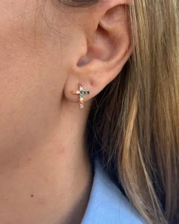 Afeto Presentes Religiosos - Brinco - Cruz - Cravejado