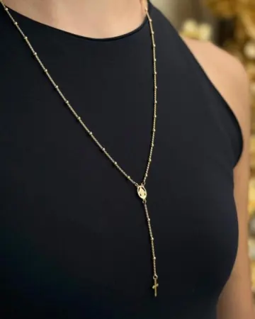 Afeto Presentes Religiosos - Gargantilha - Nossa Senhora Aparecida, Sagrado Coração e Cruz - 44cm (cópia)