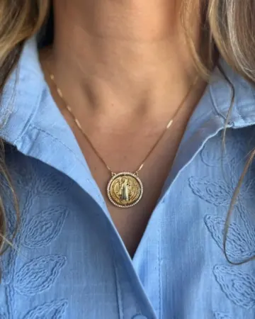 Afeto Presentes Religiosos - Gargantilha - São Bento - 44cm - medalha fixa no cordão