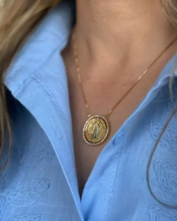 Afeto Presentes Religiosos - Gargantilha - São Bento - 44cm - medalha fixa no cordão