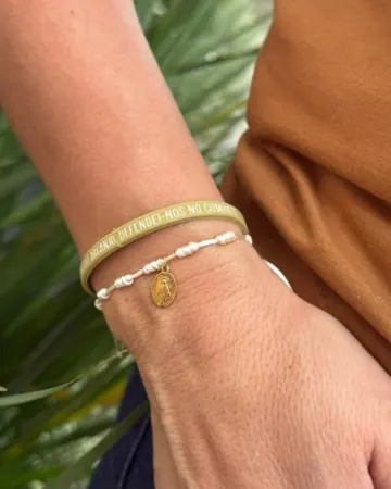 Afeto Presentes Religiosos - Kit Pulseira - 10 Nós de Nossa Senhora das Graças e Pulseira de Silicone de São Miguel Arcanjo